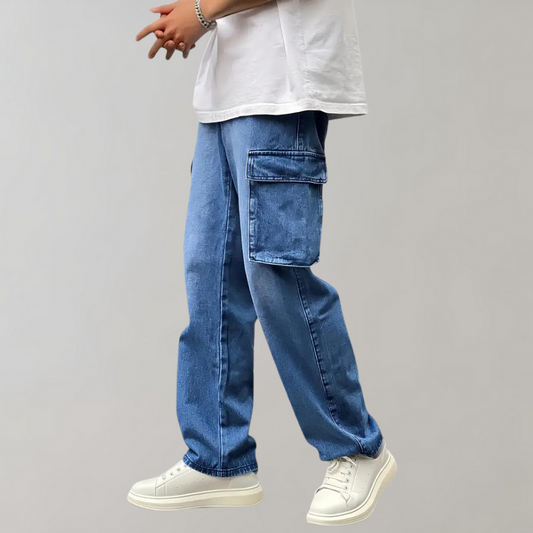 Fashion Street | Denim Cargo Pants with Pockets