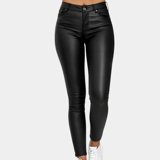 Elegant and comfortable women's leather-look pants