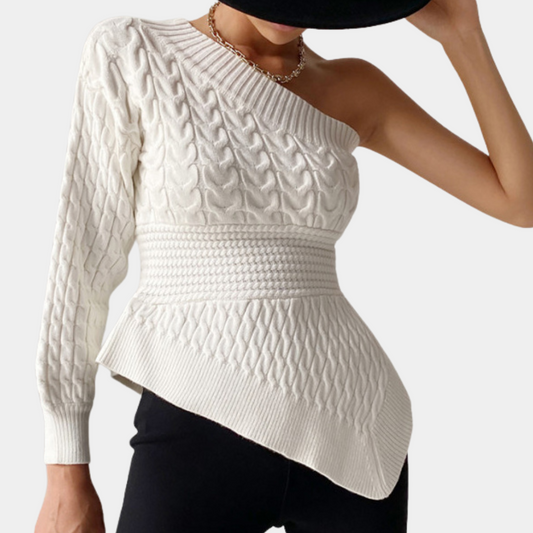 DORE | Knitted women's sweater with one shoulder