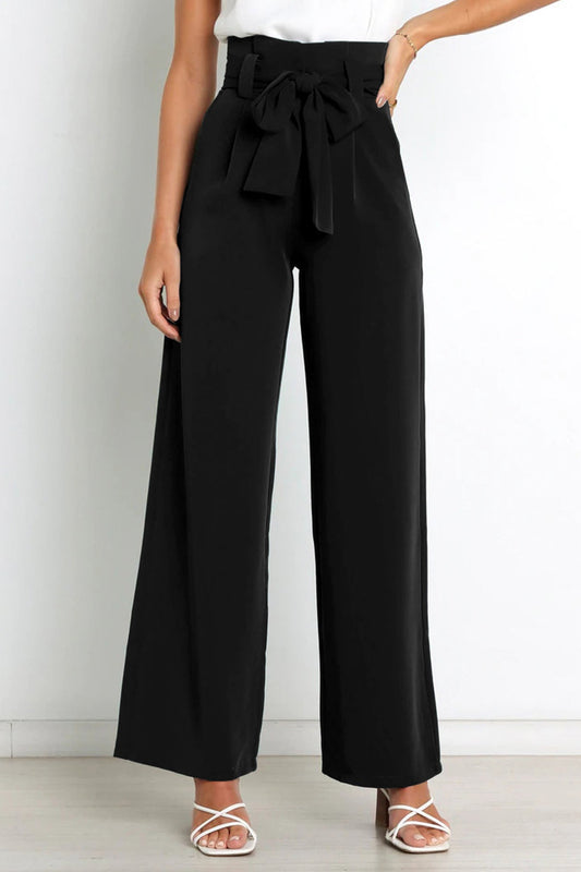 Maricel - casual tie-front loose straight long pants