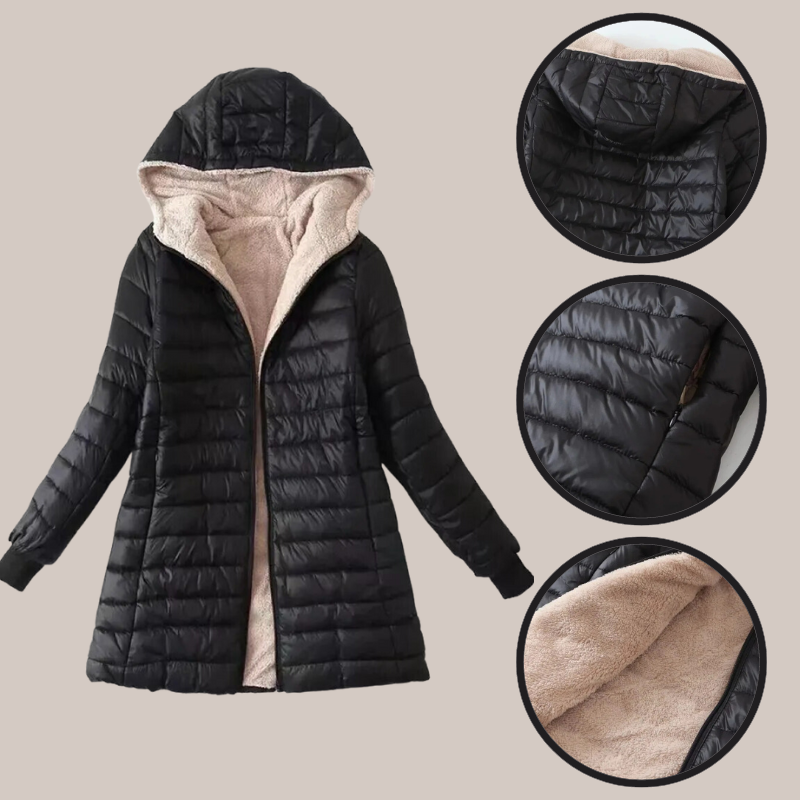 Elysiane long coat | lightweight women's jacket with fleece insert for winter