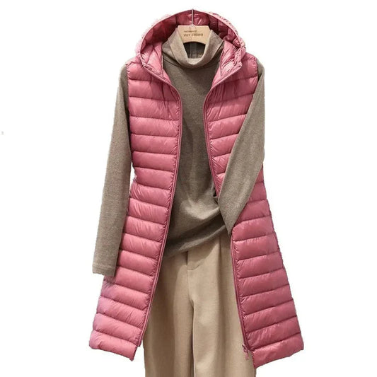 Gera - down vest with hood made of cotton for women