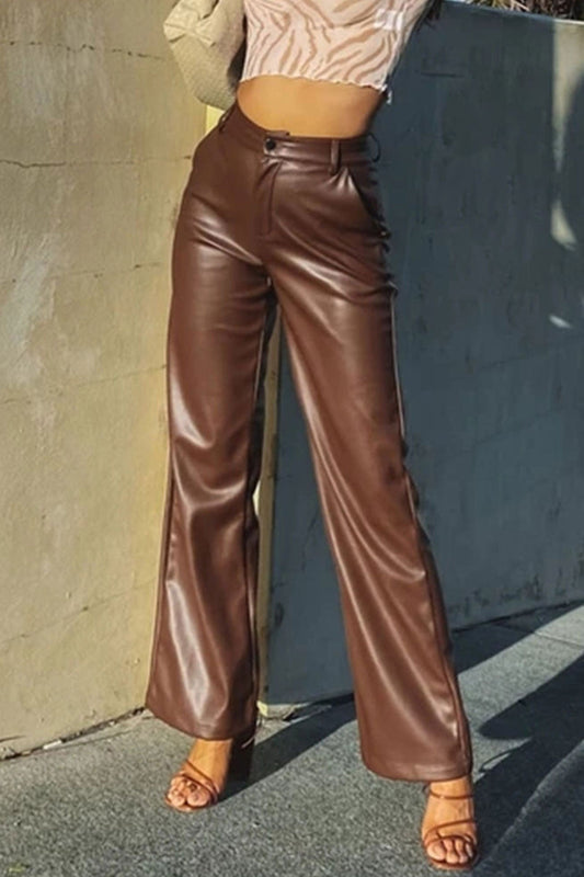 Lisa - high waist wide leg leather pants