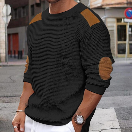 Knitted patchwork jumper for men