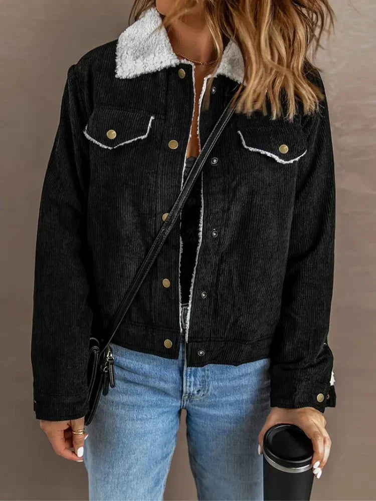 Loraine corduroy jacket | fleece lined winter jacket for women