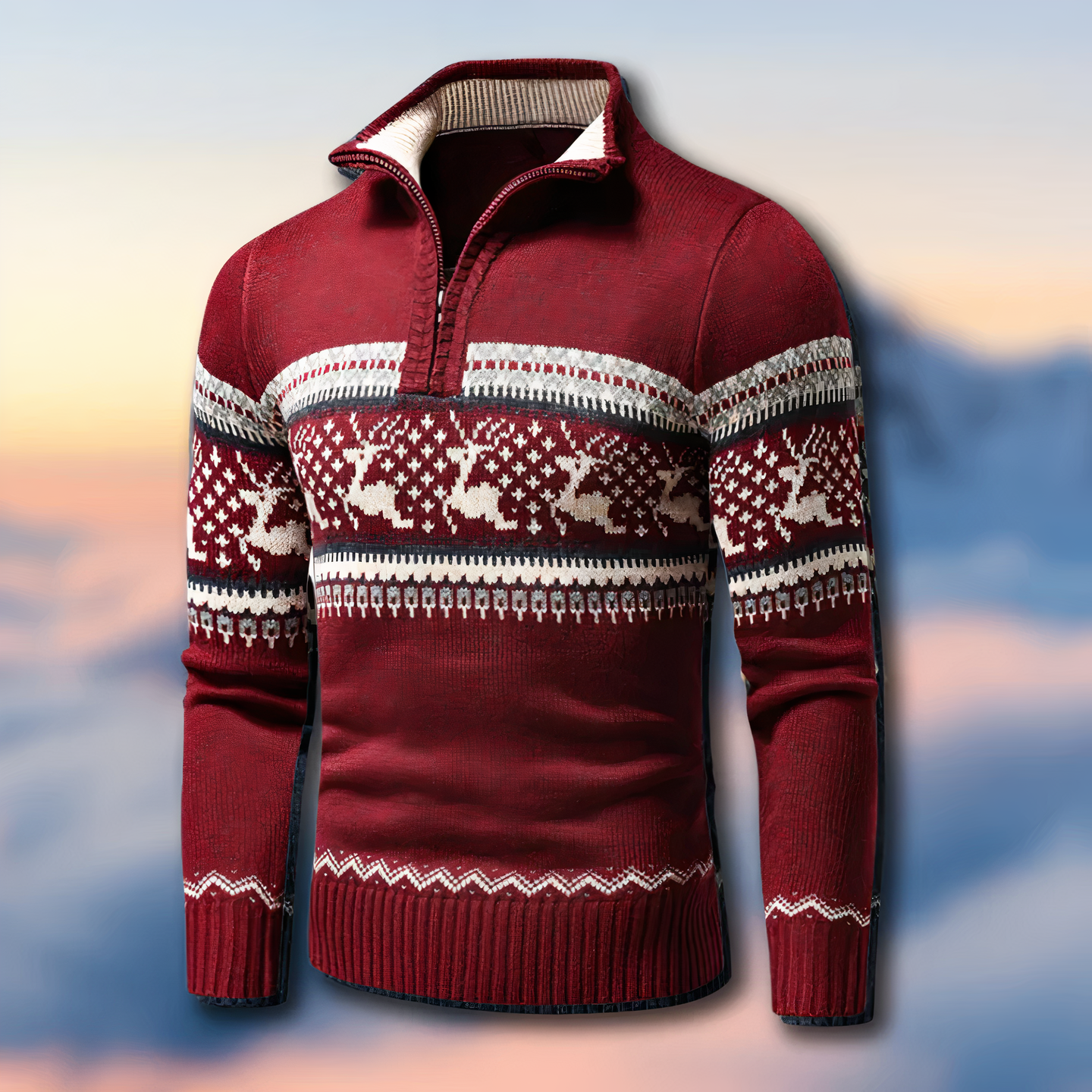 Half-zip knitted jumper for men