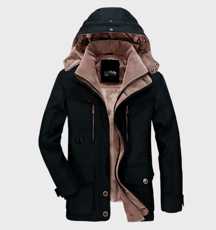 Hugo - thick winter jacket with hood for men with jacket with deep pockets