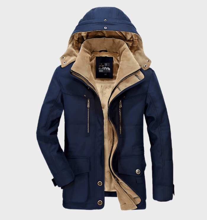 Hugo - thick winter jacket with hood for men with jacket with deep pockets