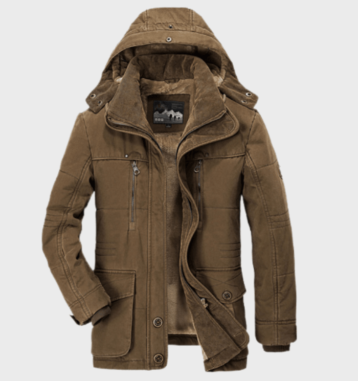 Hugo - thick winter jacket with hood for men with jacket with deep pockets