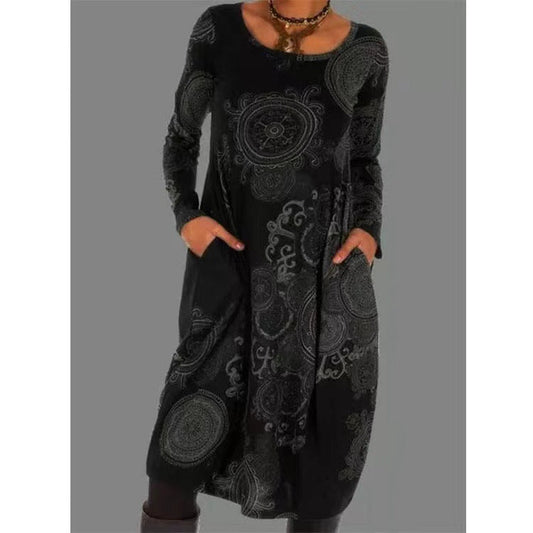 Alice Leroy | Elegant Long-Sleeved Dress with Ethnic Print