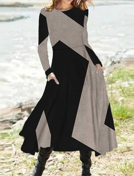 Océane Dubois | Unique Printed Dress with Long Sleeves