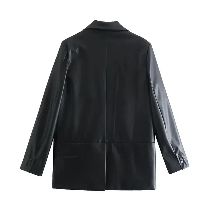 Loose PU leather jacket for women - anna