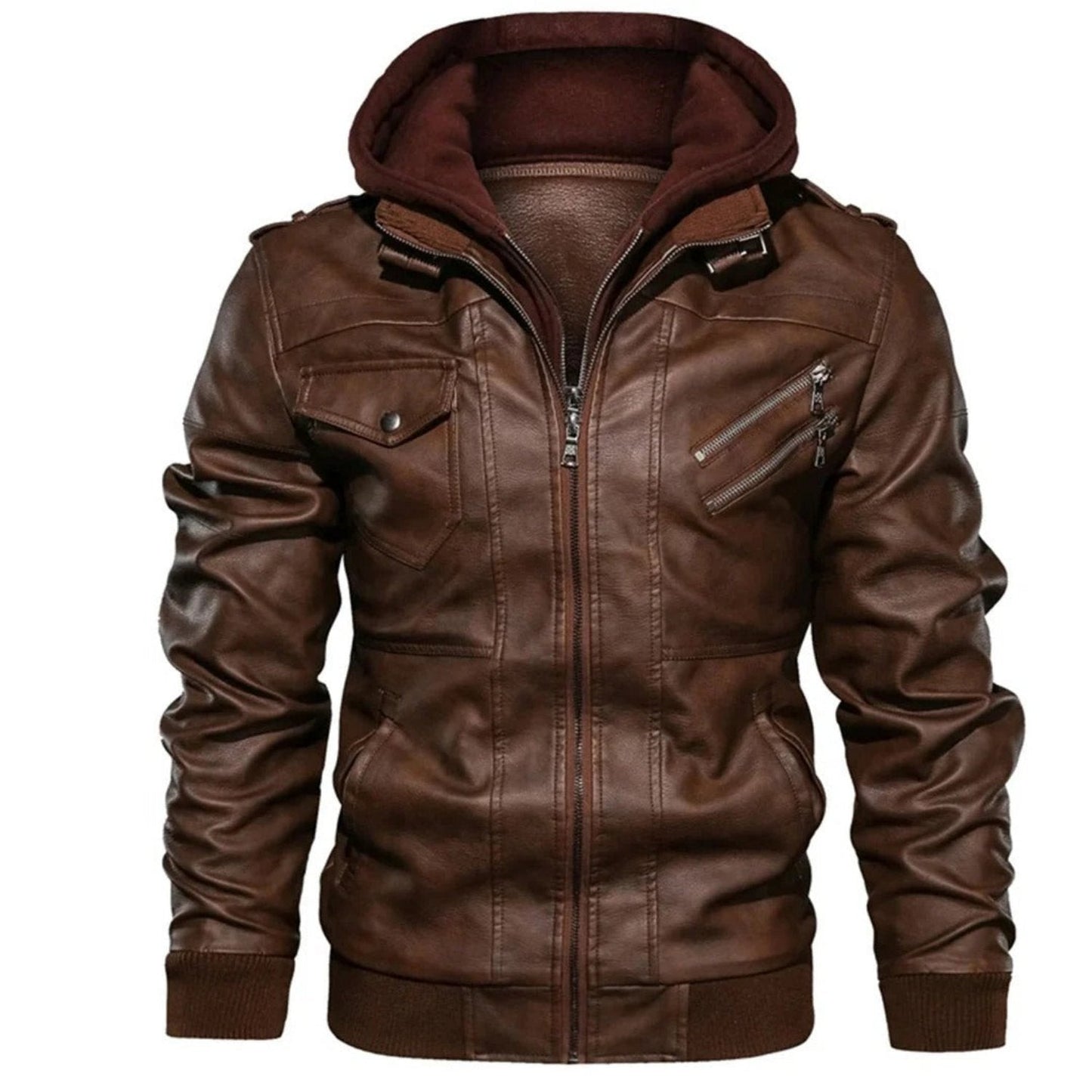 Bobby - Leather Jacket with Hood - Casual - Trendy - Ideal for Autumn / Winter