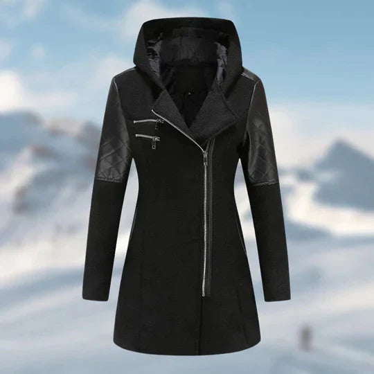 Zin - long ladies winter coat with hood