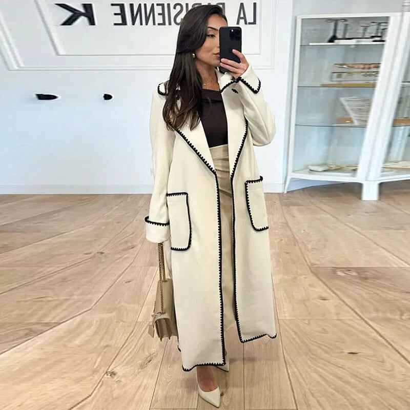 Esmeralda - cozy long women's trench coat