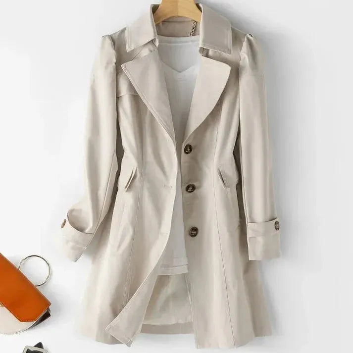 Elegant trench coat jacket with a nice cut for hosts and winter