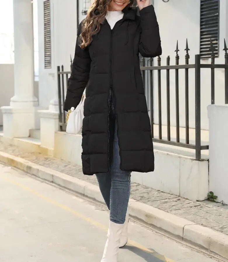 Eva - Slim Fit Mid-Length Down Jacket with Hood