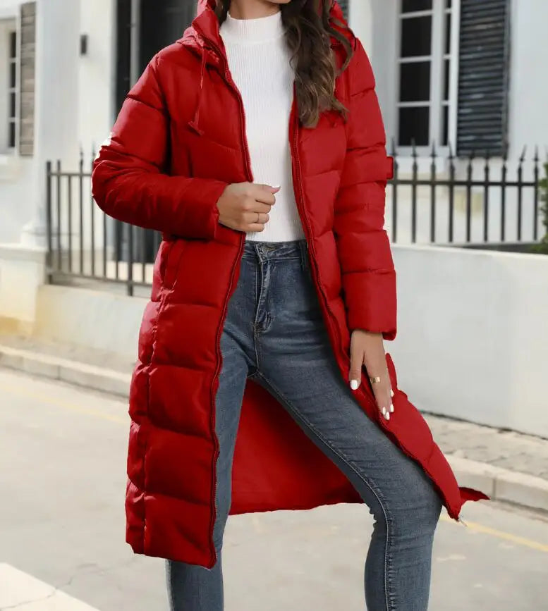 Eva - Slim Fit Mid-Length Down Jacket with Hood