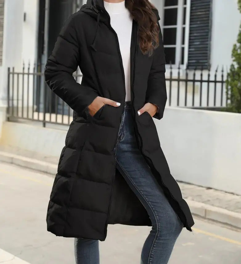 Eva - Slim Fit Mid-Length Down Jacket with Hood