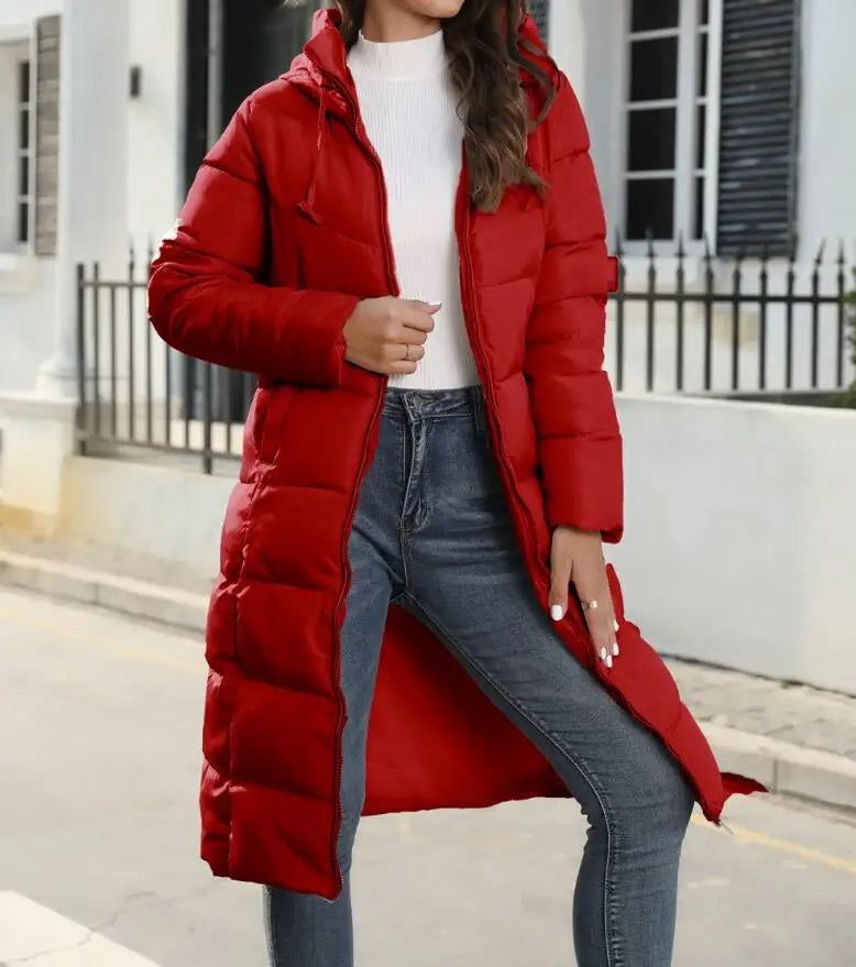 Eva - Slim Fit Mid-Length Down Jacket with Hood