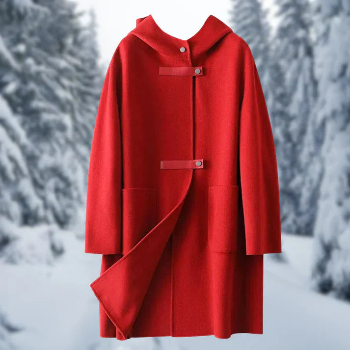 Fashionable double-sided cashmere coats with hood for women