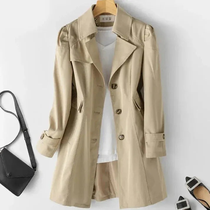 Elegant trench coat jacket with a nice cut for hosts and winter