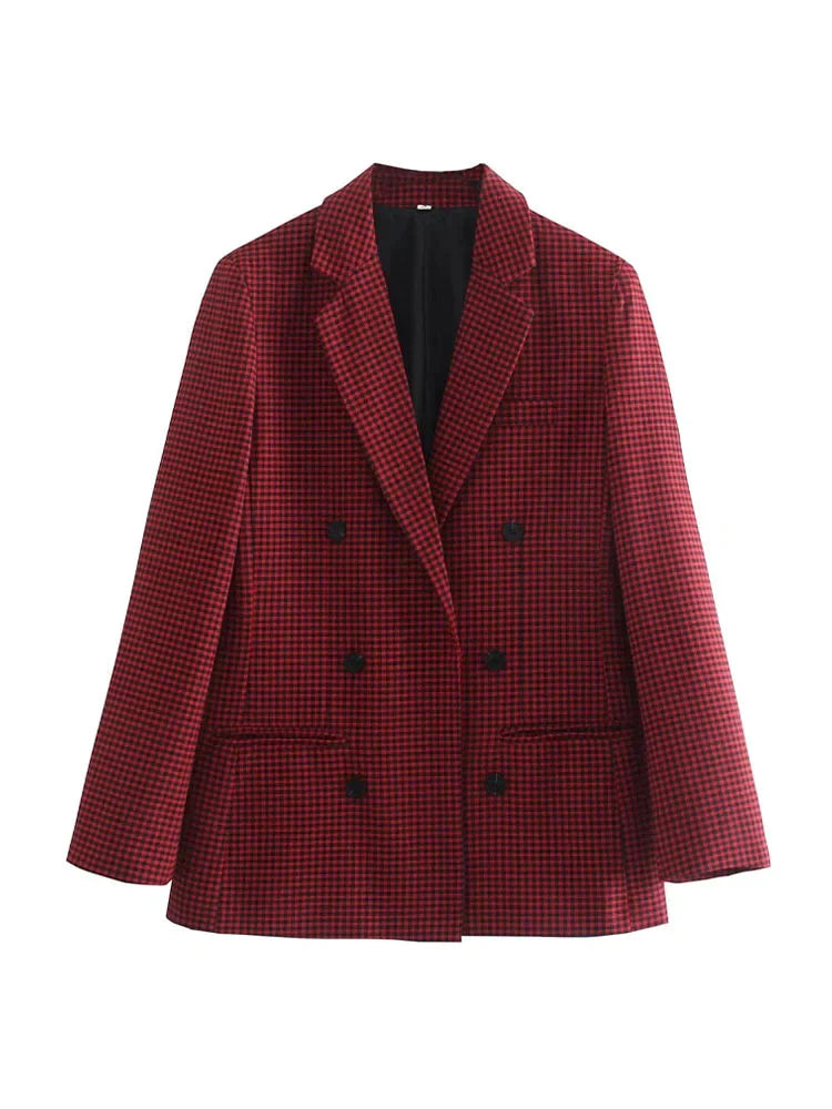 Checked Women's Blazer in Vintage Style