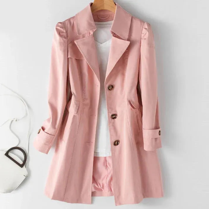 Elegant trench coat jacket with a nice cut for hosts and winter