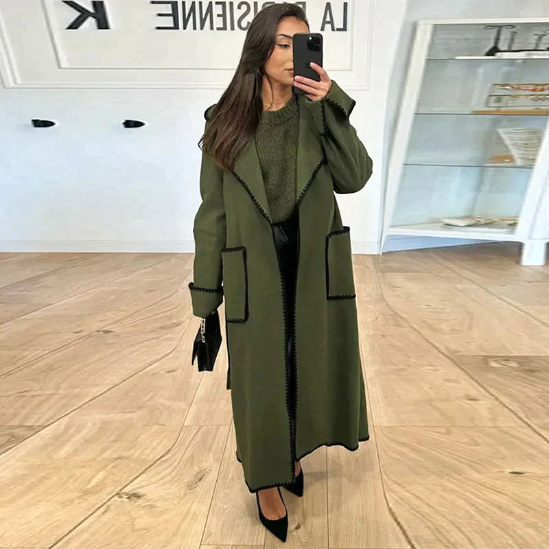 Esmeralda - cozy long women's trench coat