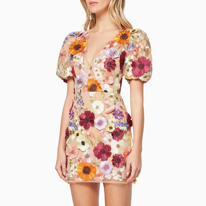 Sofia I Mini dress with floral embroidery