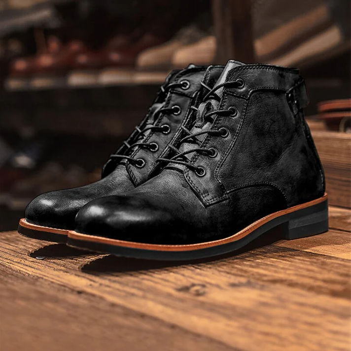 Orthopaedic leather shoes for comfortable men's boots