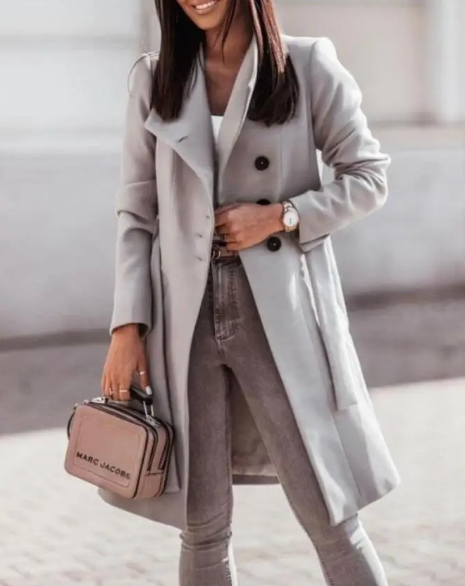 Miriam - stylish long coat with buttons