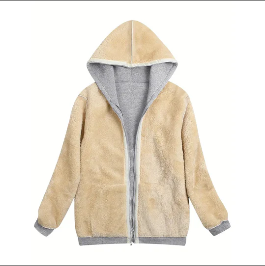 Lena l jacket with hood, lined with faux fur