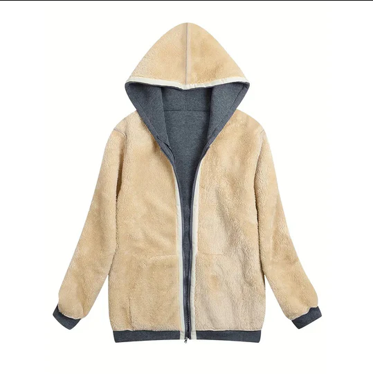 Lena l jacket with hood, lined with faux fur