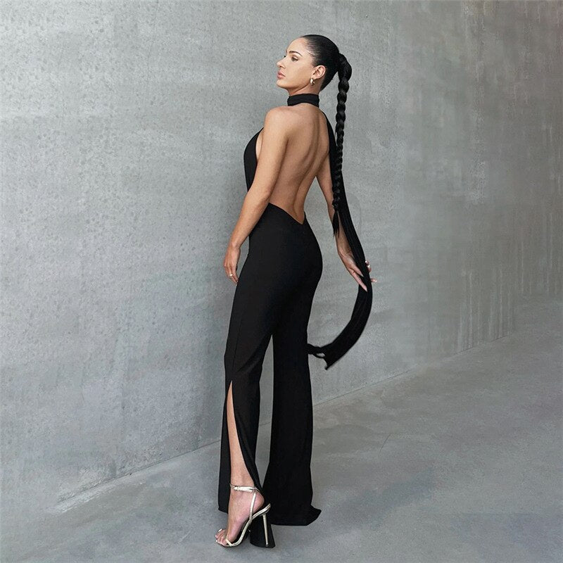 Carilynne – Black Halter Neck Jumpsuit