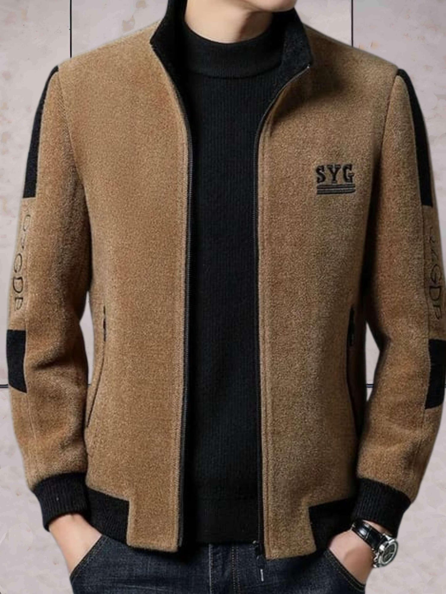 Casual Fleece Jacket with Zipper for Men