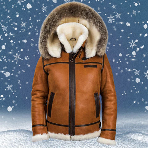 Meti - sheepskin jacket with fur hood