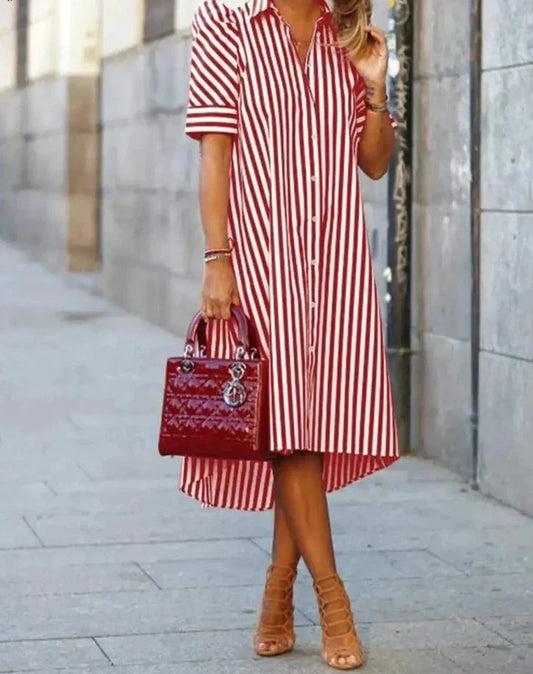 Clara - striped shirt dress in black and white