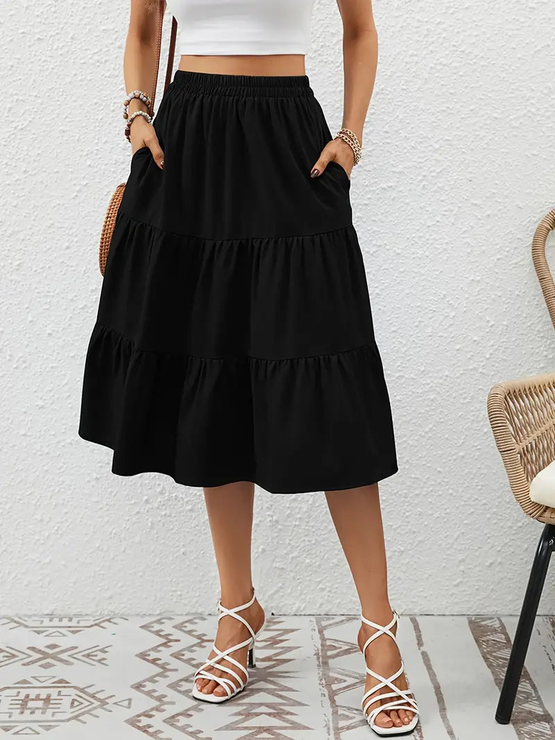 Belezza - floral print flared skirt with pockets