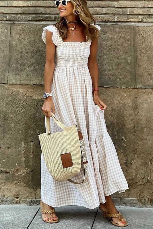 Rosie – checked, stylish maxi dress