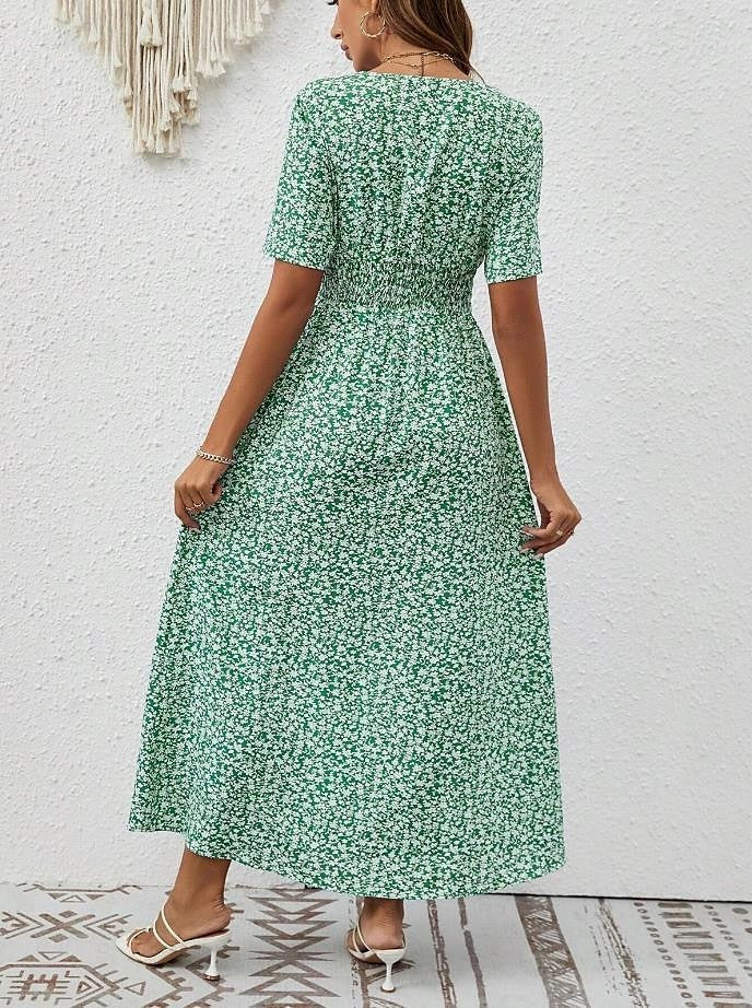 Grace – airy maxi dress with short sleeves and v-neck