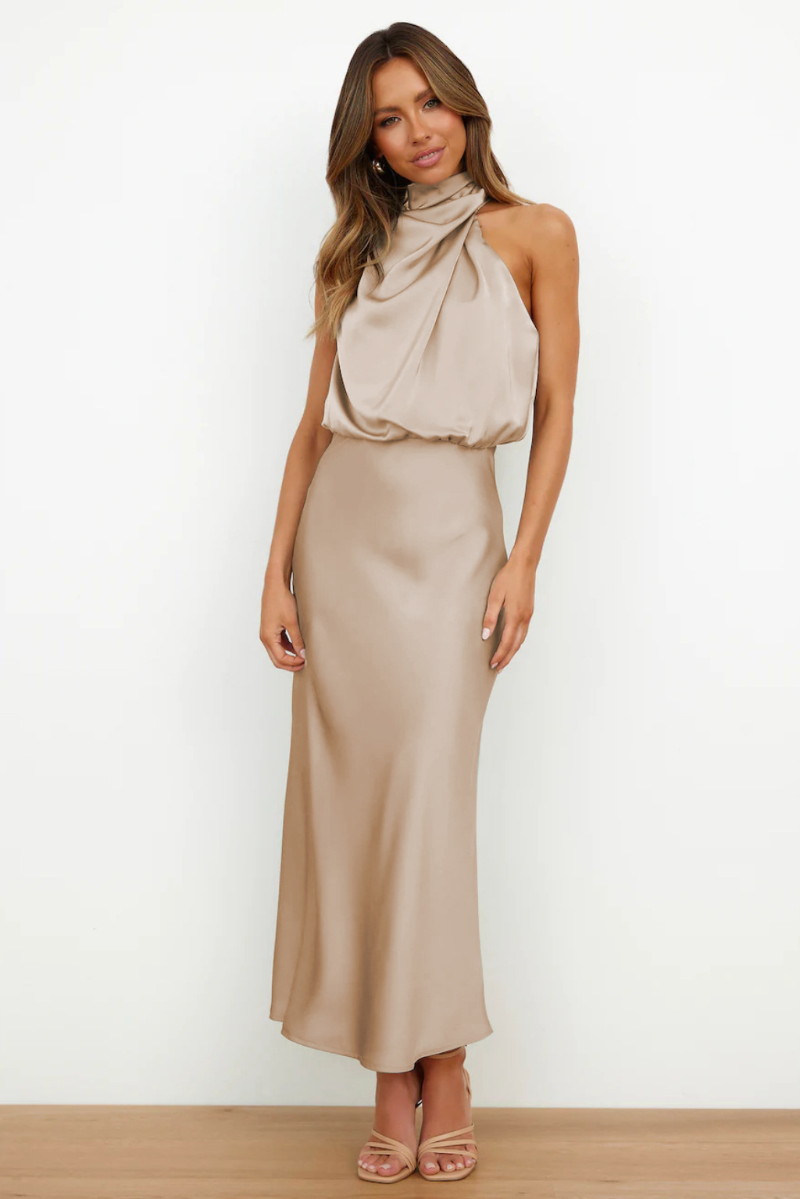 Alice Leroy  - Elegant midi dress with an asymmetric round neckline