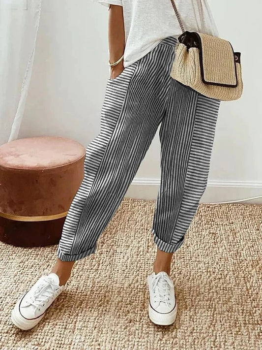 Cotton Striped Women's Trousers