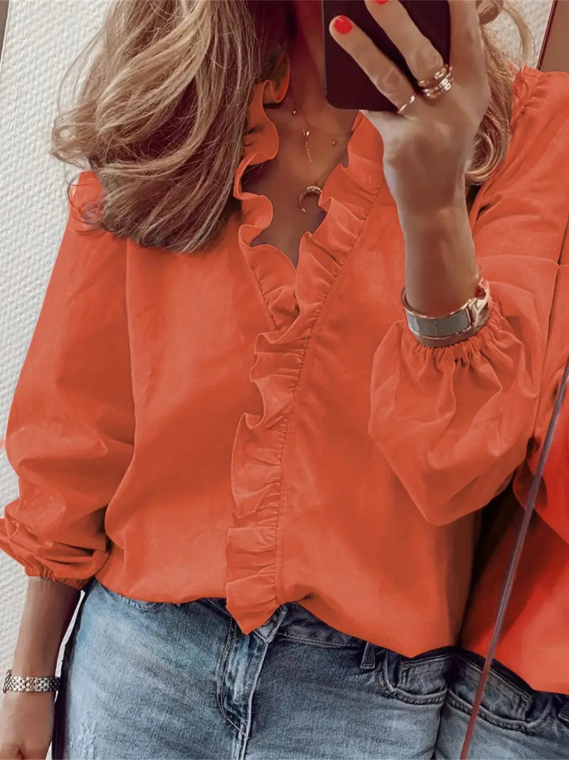 Lauren - casual v-neck long sleeve blouse