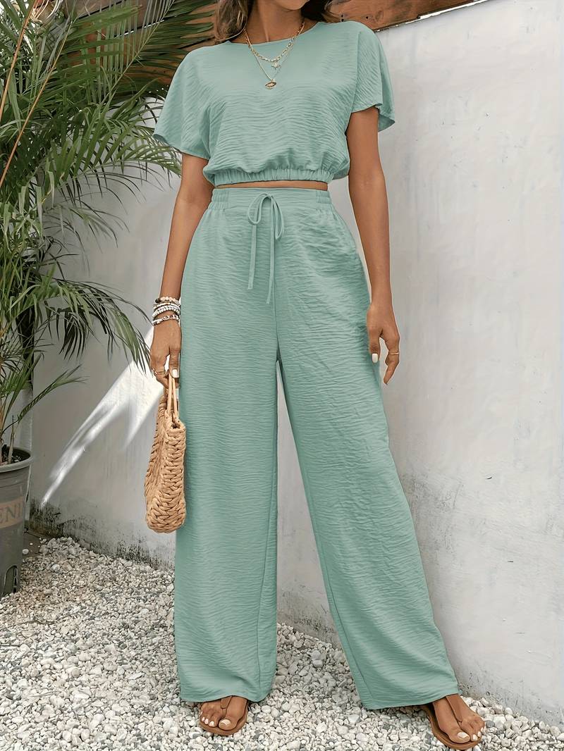 Belezza - solid color two piece set with batwing sleeves