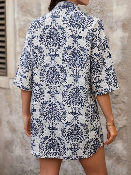 Belezza - floral print button front shirt and shorts set