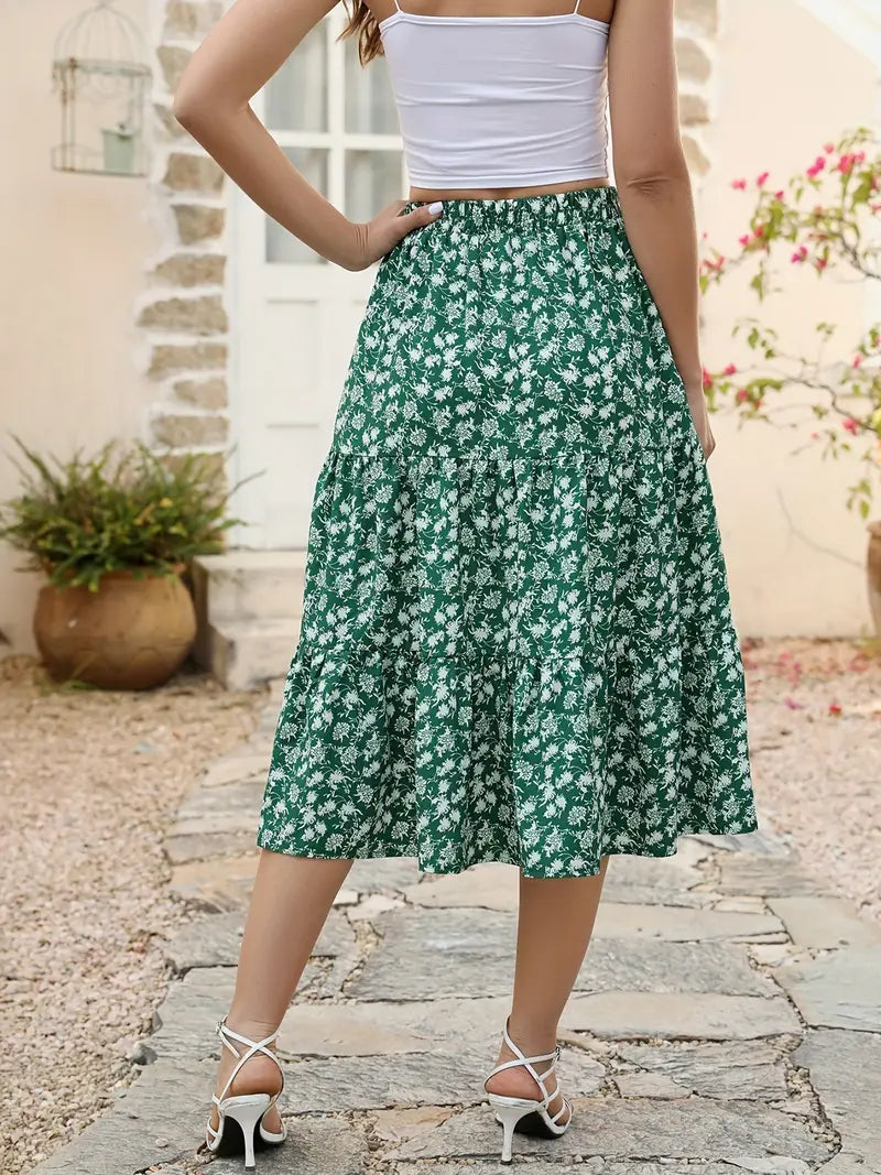 Belezza - floral print flared skirt with pockets