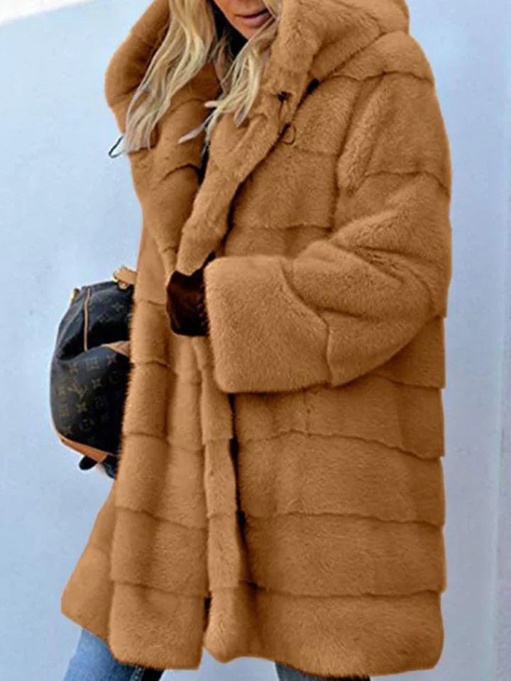 Jacket with hood in faux fur Parka with open front