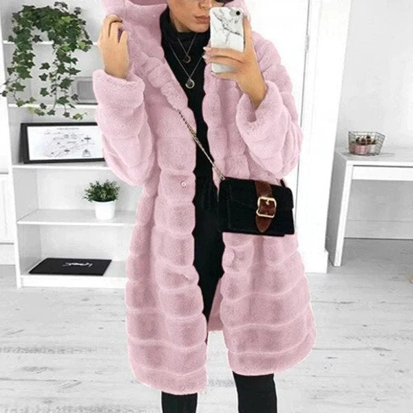 Elena - Thick Plush Faux Mink Fur Coat