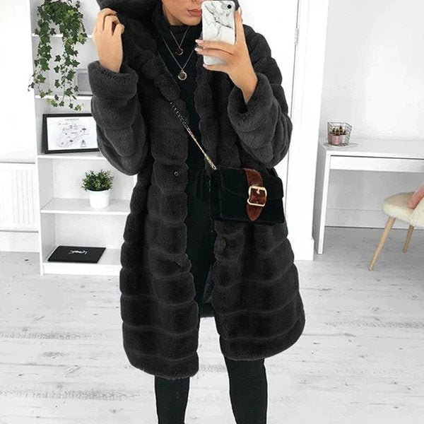 Elena - Thick Plush Faux Mink Fur Coat